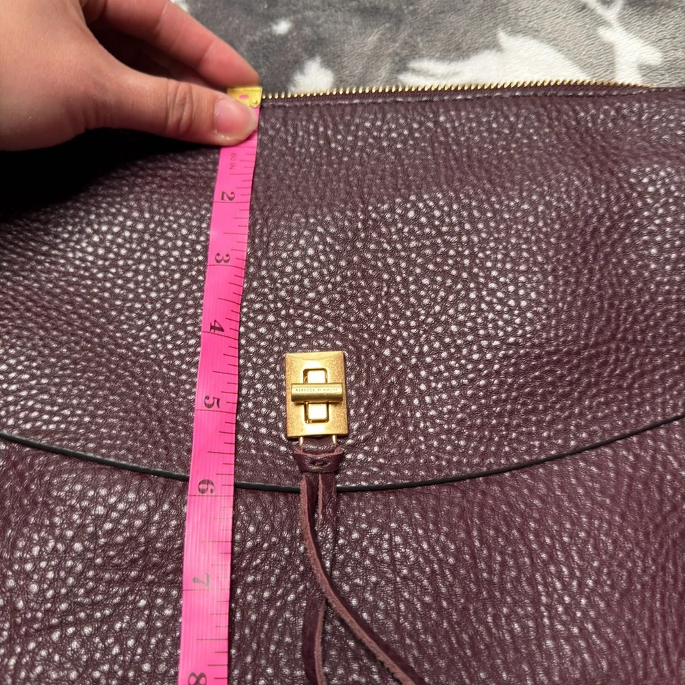 Rebecca Minkoff Darren Top Zip Shoulder Bag  Oxblood 100% Genuine Leather Gold - Picture 13 of 16